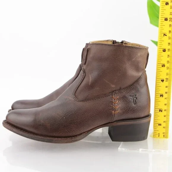 Frye Womens Diana Stitch Boots Size 6 Brown Leather Western Booties Block Heel - Picture 5 of 14